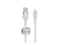 Belkin BoostCharge Pro Flex Braided USB Type A to Lightning Cable (2M/6.6FT), MFi Certified Charging Cable for iPhone 14/14 Plus, 13, 12, Pro, Max, Mini, SE, iPad and More - White