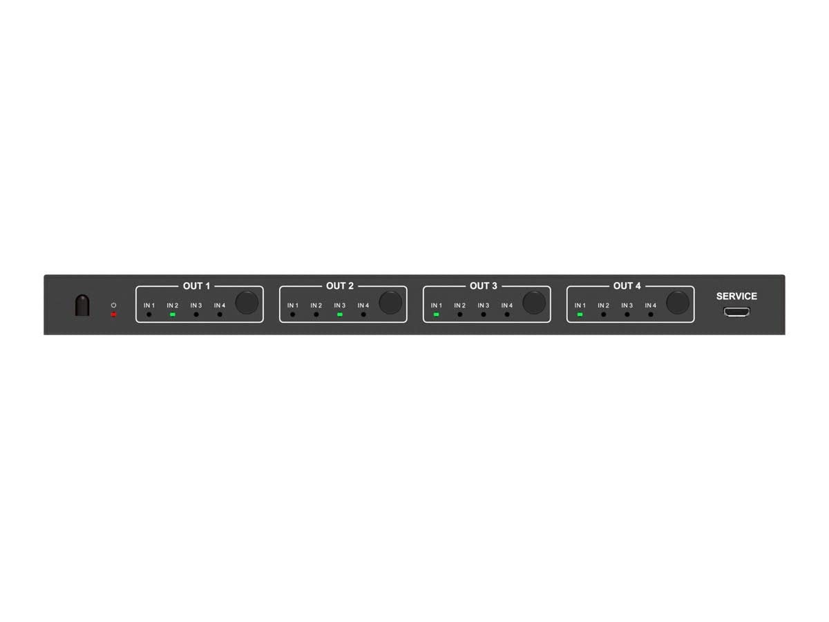 Monoprice Blackbird 4K 4x4 HDMI Matrix, 18G, 4K@60Hz, YCbCr 4:4:4, EDID, 4K to 1080p Downscaler, IR, HDR, HDR10, HDR10+, Black (143623)