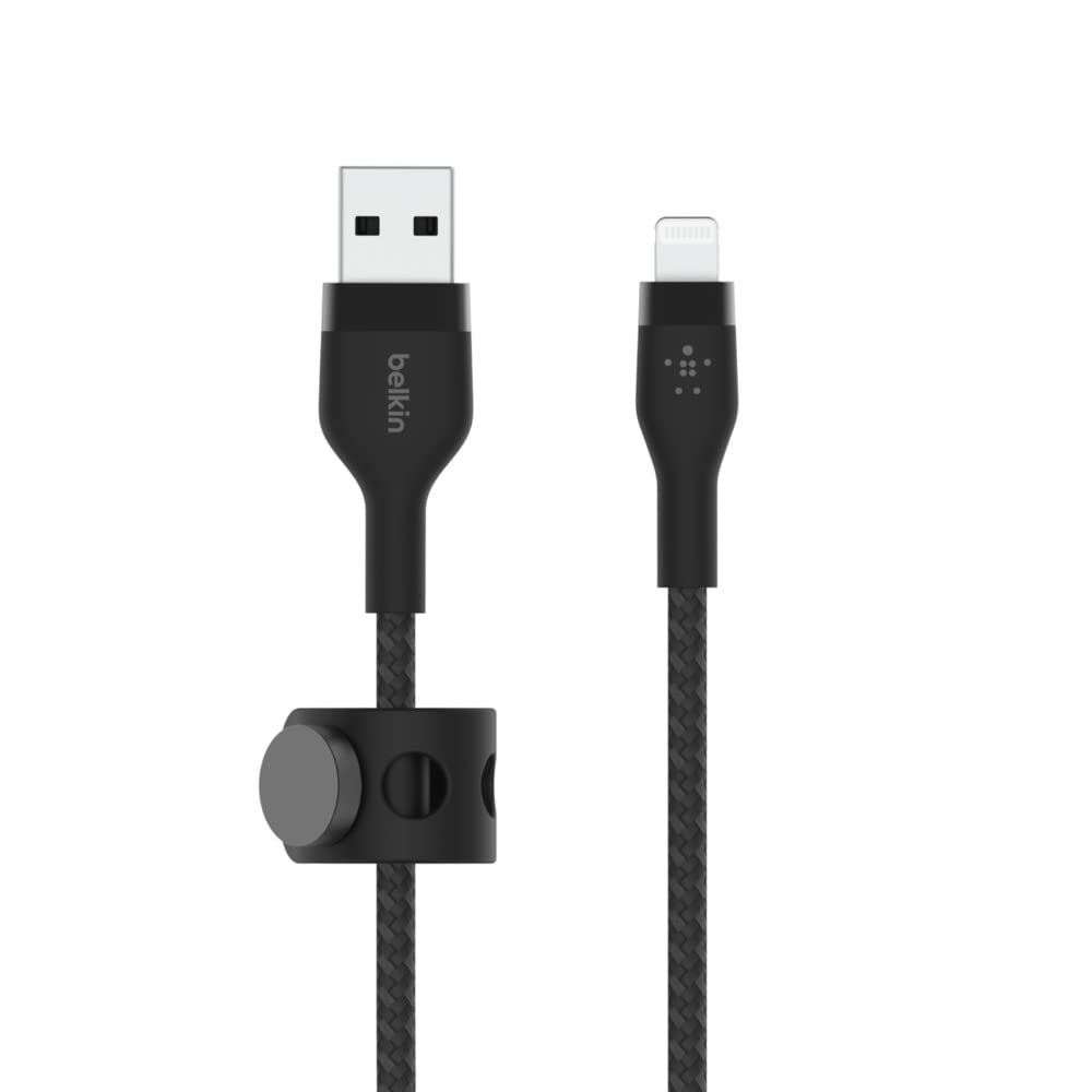 Belkin BoostCharge Pro Flex Braided USB Type A to Lightning Cable (1M/3.3FT), MFi Certified Charging Cable for iPhone 14/14 Plus, 13, 12, Pro, Max, Mini, SE, iPad and More - Black