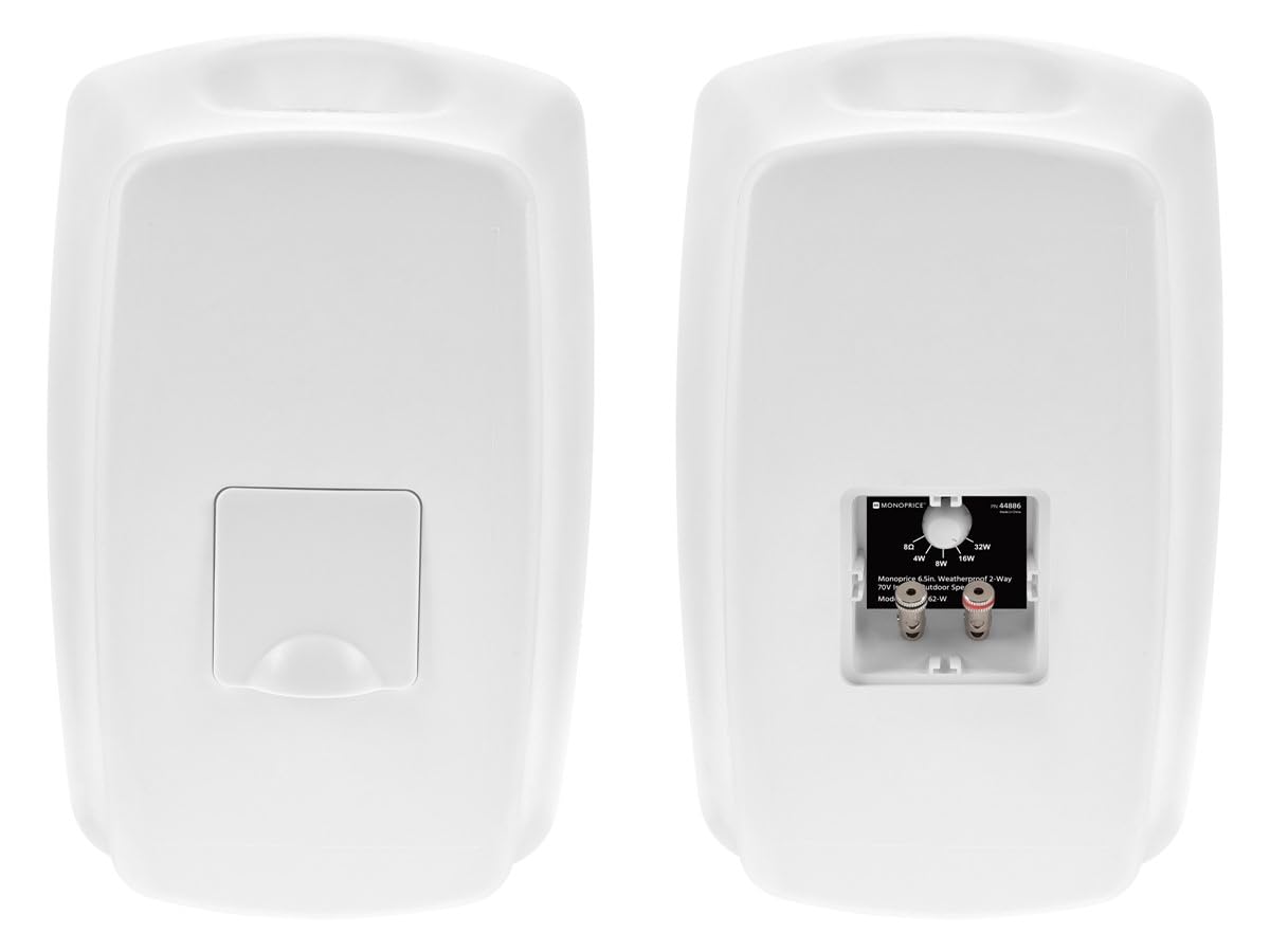 Monoprice WS-7B-62-W 6.5in. Weatherproof 2-Way 70V Indoor/Outdoor Speaker, White (Each) for Use in Whole Home Audio Systems, Restaurants, Bars, Retail Stores, Patio, Poolside, Garage