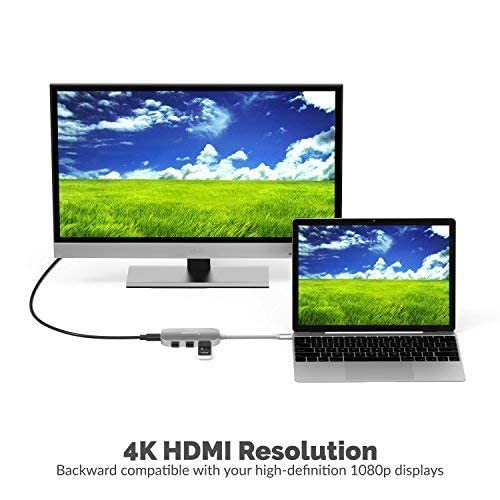 Sabrent 8-in-1 USB Type-C Hub with HDMI(4K) Output, 3 USB 3.0 Ports, 1 USB 2.0 Port, SD/MicroSD Multi-Card Reader [4K and Power Delivery Support] (DS-UHCR)