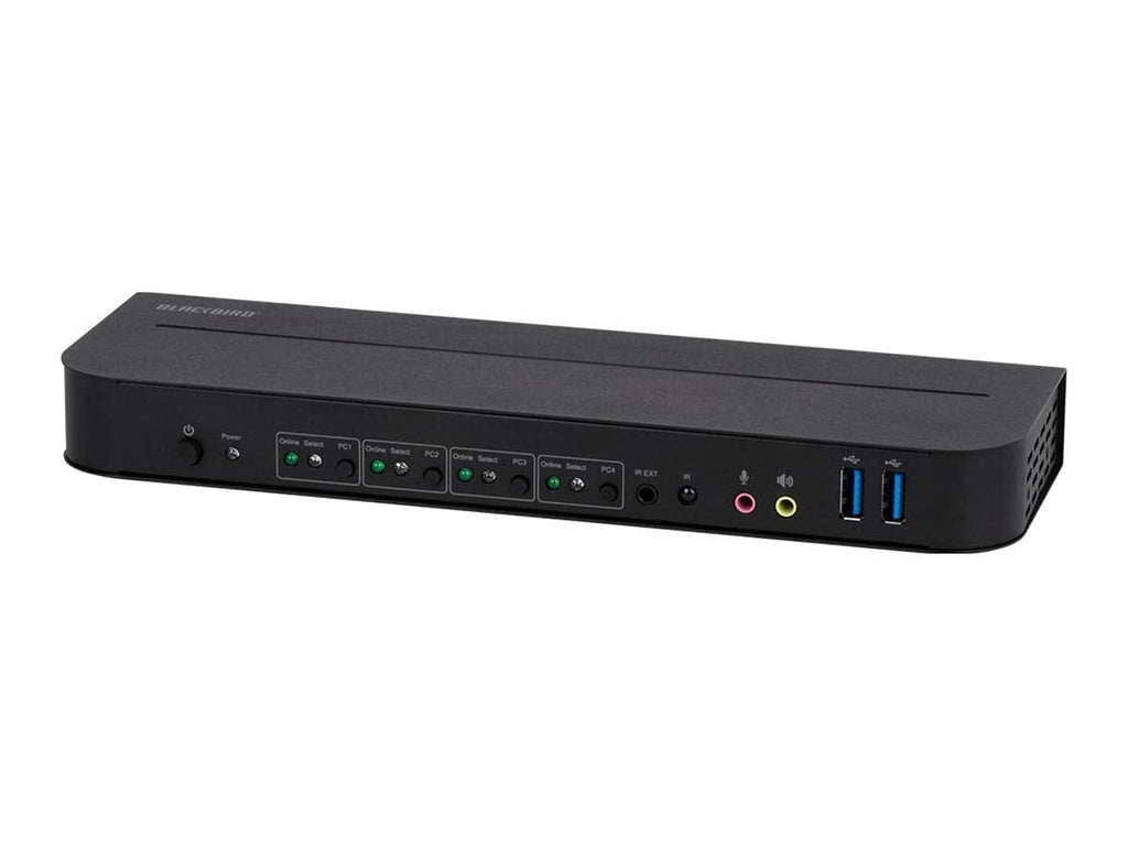 Monoprice Blackbird 4K DisplayPort 1.4 USB 3.0 4x1 KVM Switch, 4K@60Hz, HDR, YCbCr 4:4:4, HDCP 2.2, Share 4 Computers with 1 Keyboard Mouse Monitor Printer Black 142646
