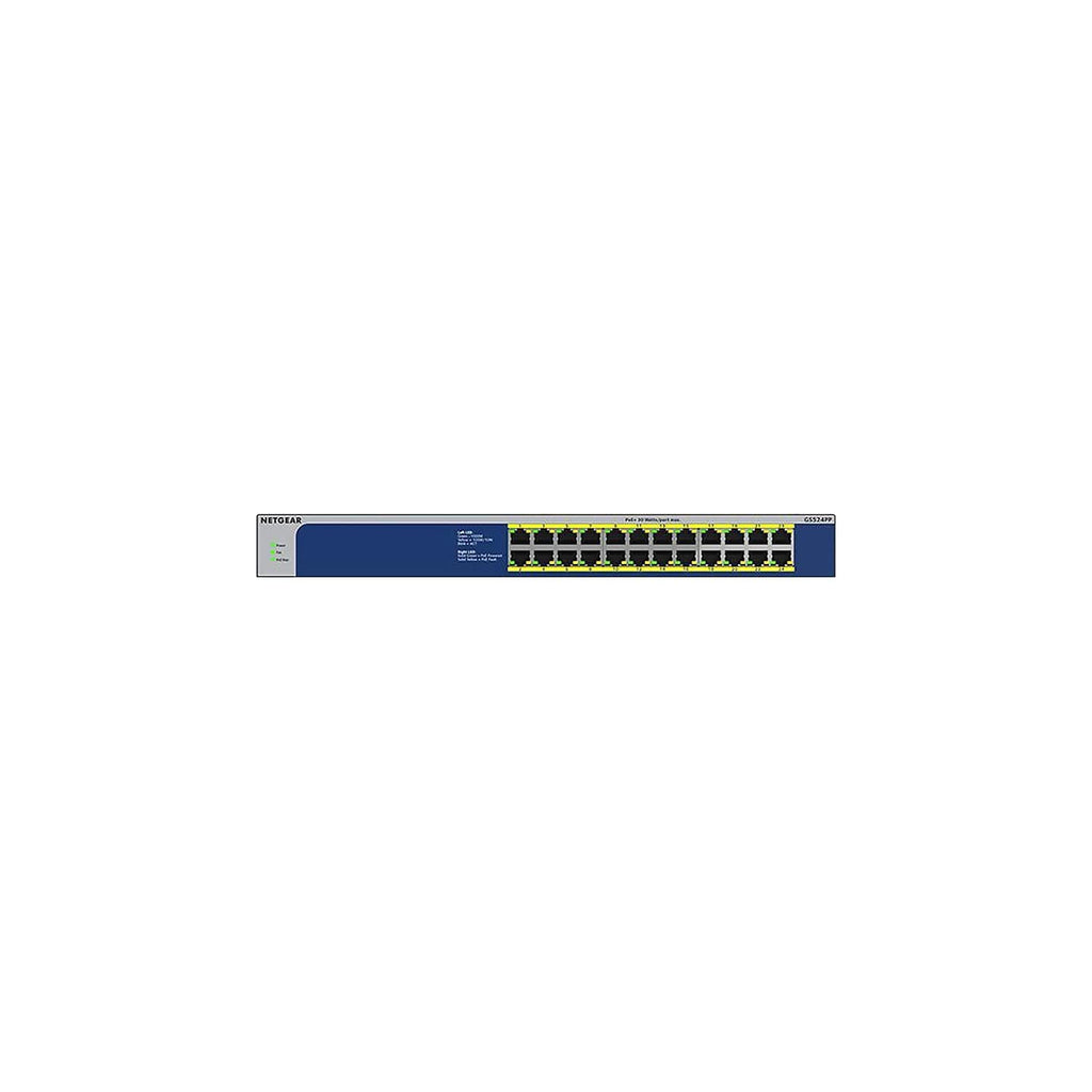 NETGEAR 24-Port Gigabit Ethernet Unmanaged PoE Switch (GS524PP) - with 24 x PoE+ @ 300W, Desktop or Rackmount, and Limited Lifetime Protection