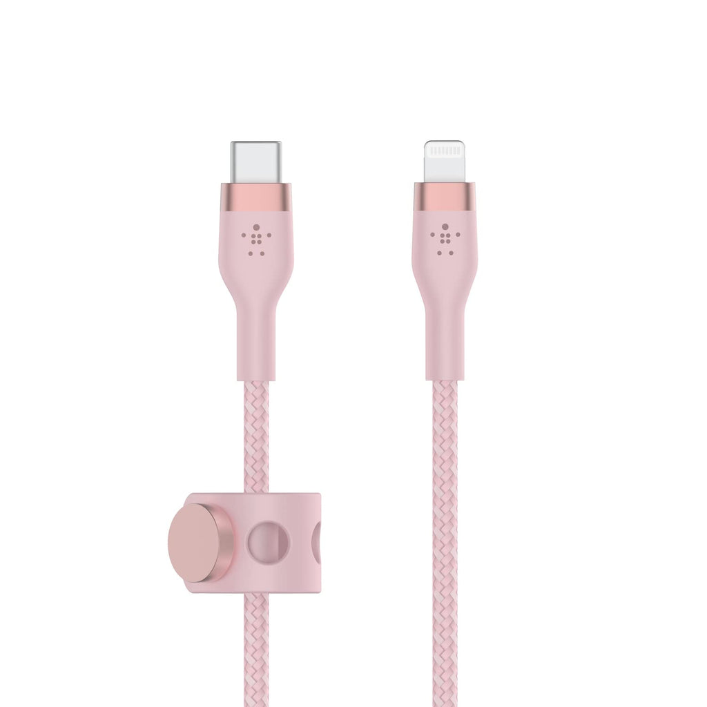 Belkin BoostCharge Pro Flex Braided USB Type C to Lightning Cable (2M/6.6ft), MFi Certified 20W Fast Charging PD Power Delivery for iPhone 14/14 Plus, 13, 12, Pro, Max, Mini, SE, iPad and More - Pink