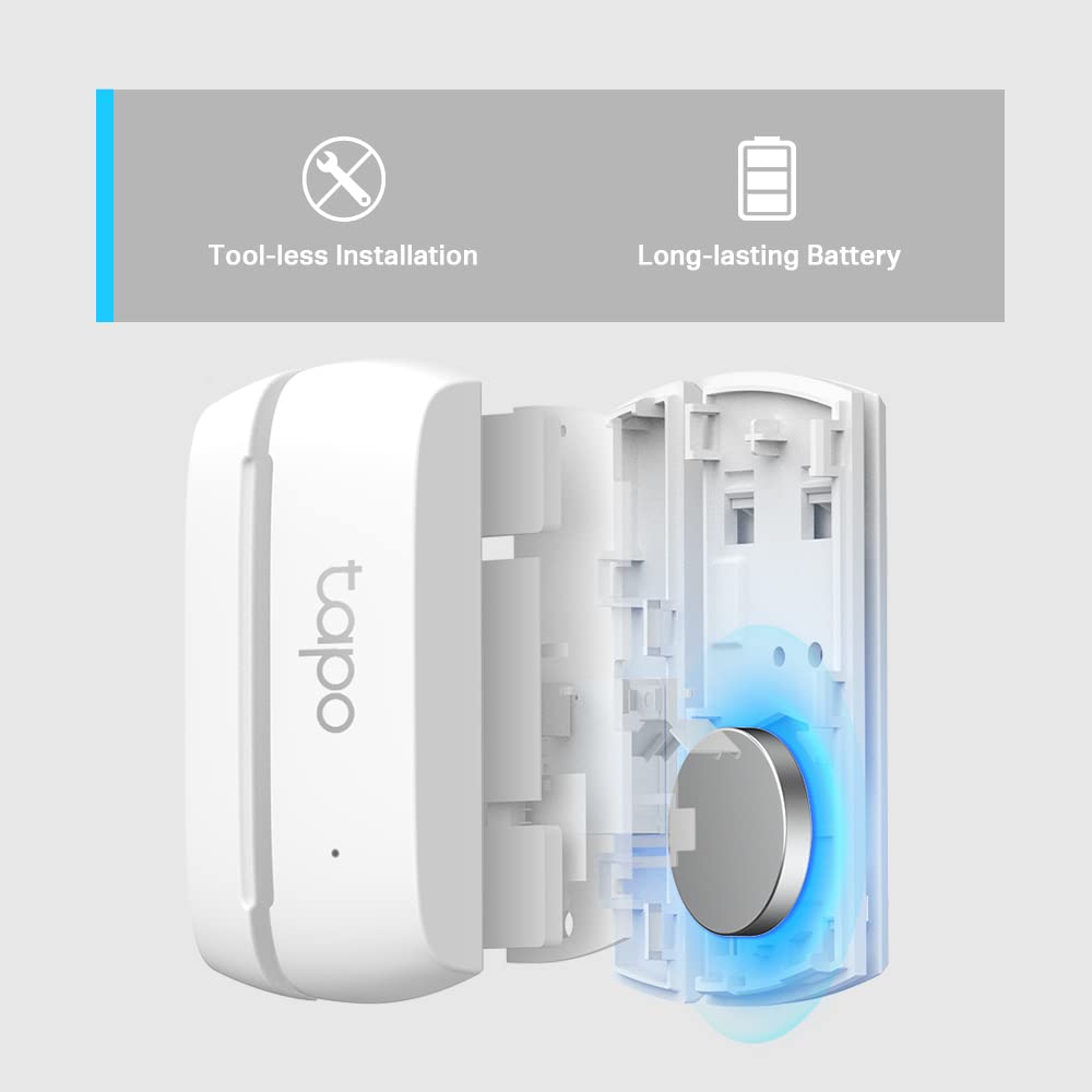 TP-Link Tapo T110 Contact Sensor, White, Requires Tapo Hub, Long Battery Life, Real-Time Notification, Smart Action