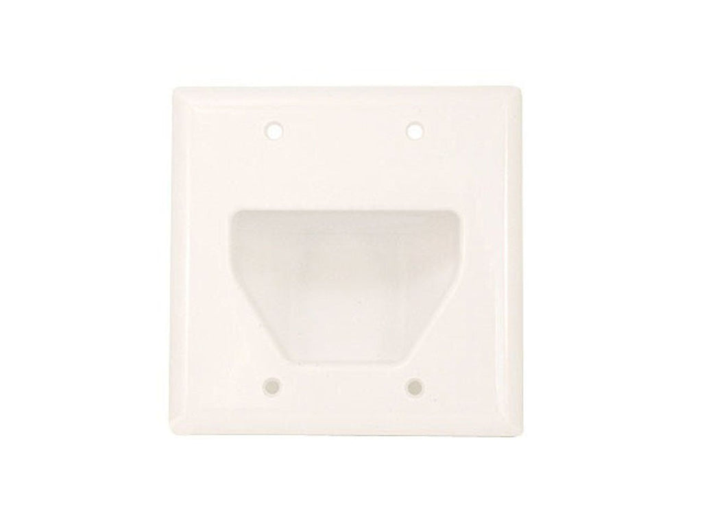 Monoprice 104001 Recessed Low Voltage Cable Wall Plate, 2-Gang, White
