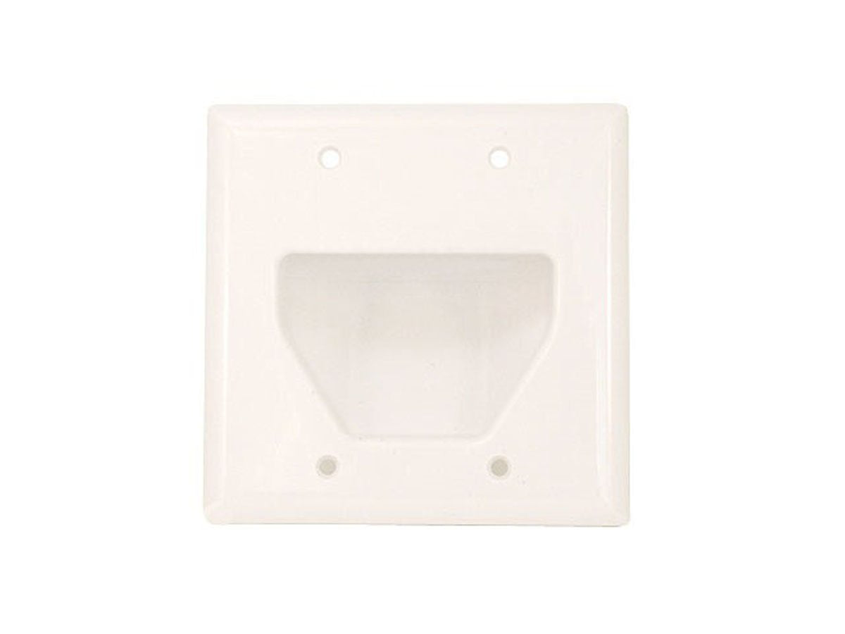 Monoprice 104001 Recessed Low Voltage Cable Wall Plate, 2-Gang, White