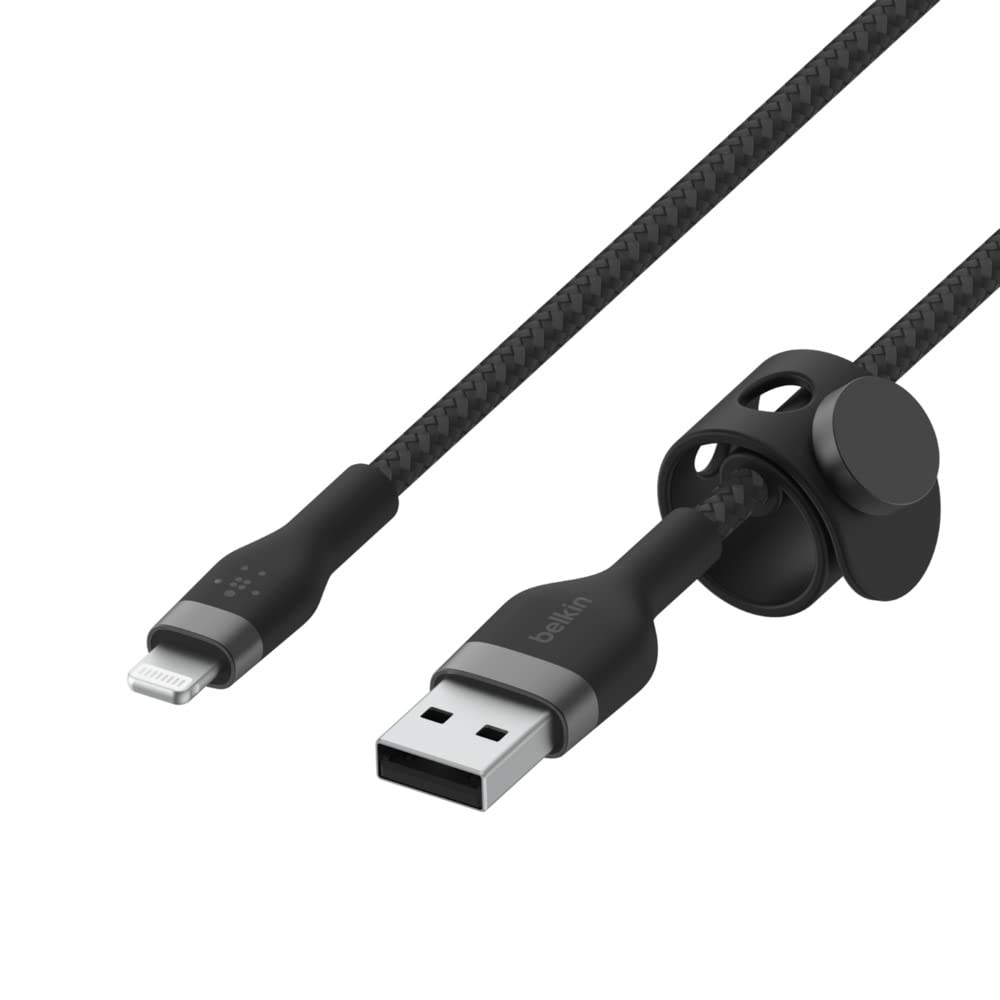 Belkin BoostCharge Pro Flex Braided USB Type A to Lightning Cable (1M/3.3FT), MFi Certified Charging Cable for iPhone 14/14 Plus, 13, 12, Pro, Max, Mini, SE, iPad and More - Black