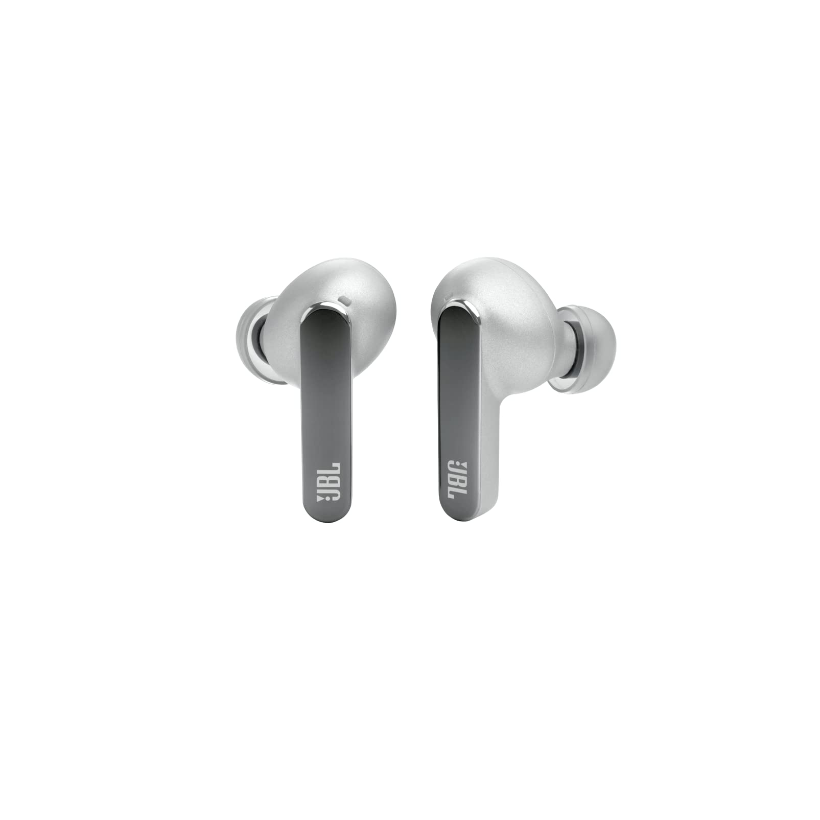 JBL Live Pro 2: 40 Hours of Playtime, True Adaptive Noise Cancelling, Smart Ambient, and Beamforming mics (Silver), Small
