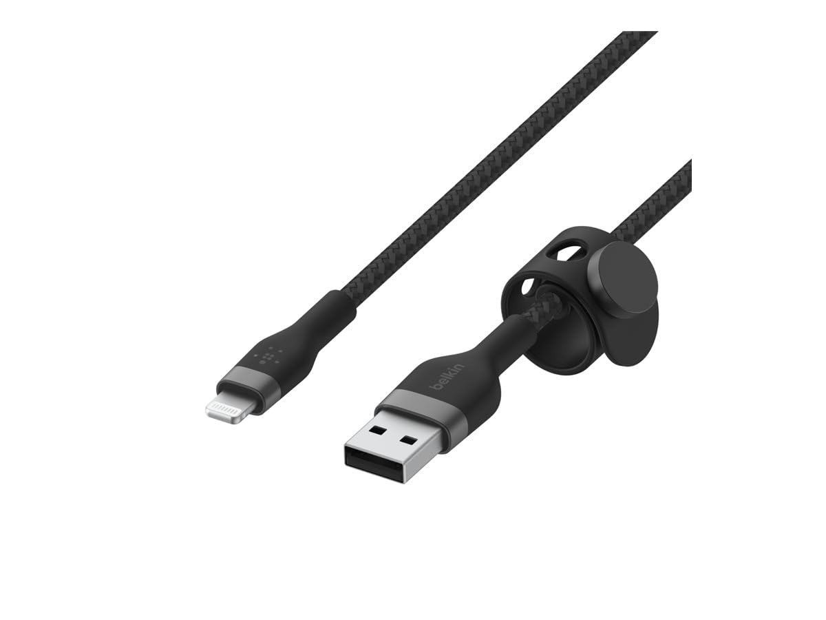 Belkin BoostCharge Pro Flex Braided USB Type A to Lightning Cable (3M/10FT), MFi Certified Charging Cable for iPhone 14/14 Plus, 13, 12, Pro, Max, Mini, SE, iPad and More - Black