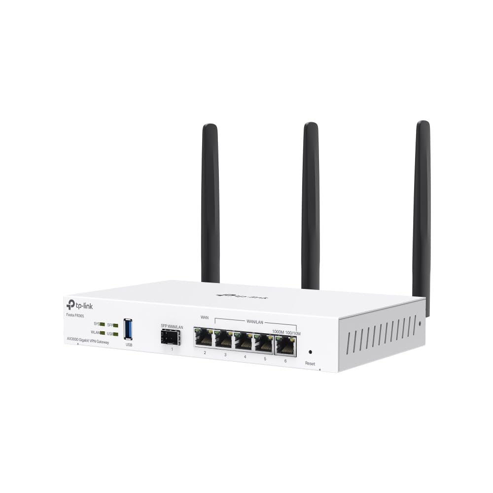TP-Link Festa FR365, AX3000 WiFi 6 VPN Router, Up to 5 Gigabit WAN + 1 USB 3.0 WAN + 1 SFP, Self-Organizing Network, Free Cloud, Load Balance, Mesh, Seamless Roaming, Does not Work with Omada