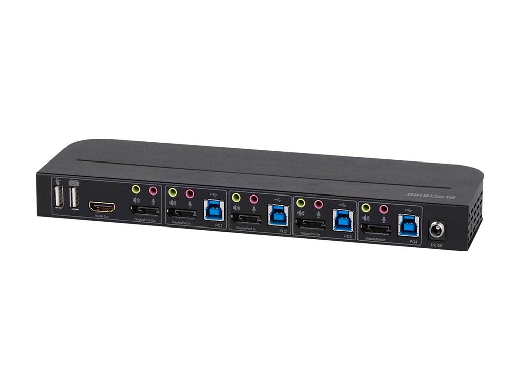 Monoprice Blackbird 4K DisplayPort 1.4 USB 3.0 4x1 KVM Switch, 4K@60Hz, HDR, YCbCr 4:4:4, HDCP 2.2, Share 4 Computers with 1 Keyboard Mouse Monitor Printer Black 142646