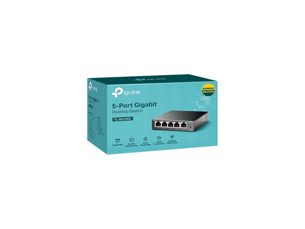 TP-Link TL-SG105S | 5 Port Gigabit Ethernet Switch | Desktop/Wall-Mount | Plug & Play | Fanless | Sturdy Metal | 3 Year Manufacturer Warranty | 802.1p/DSCP QoS & IGMP Snooping | Compact Design