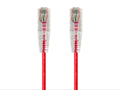 Monoprice SlimRun Cat6 Ethernet Patch Cable - Network Internet Cord - RJ45, Stranded, 550Mhz, UTP, CMR, Riser Rated, Pure Bare Copper Wire, 28AWG, 5ft, Red