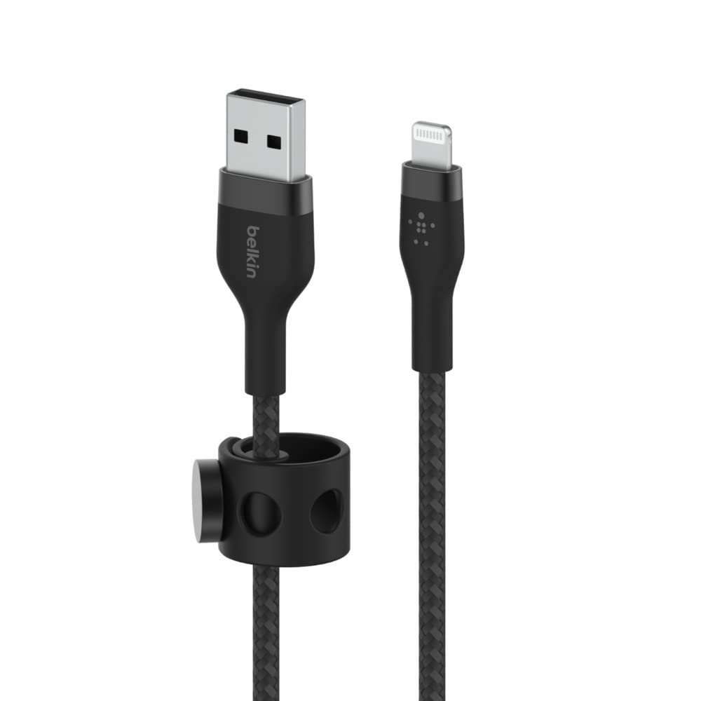 Belkin BoostCharge Pro Flex Braided USB Type A to Lightning Cable (1M/3.3FT), MFi Certified Charging Cable for iPhone 14/14 Plus, 13, 12, Pro, Max, Mini, SE, iPad and More - Black