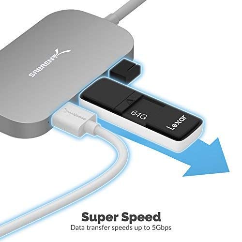 Sabrent 8-in-1 USB Type-C Hub with HDMI(4K) Output, 3 USB 3.0 Ports, 1 USB 2.0 Port, SD/MicroSD Multi-Card Reader [4K and Power Delivery Support] (DS-UHCR)