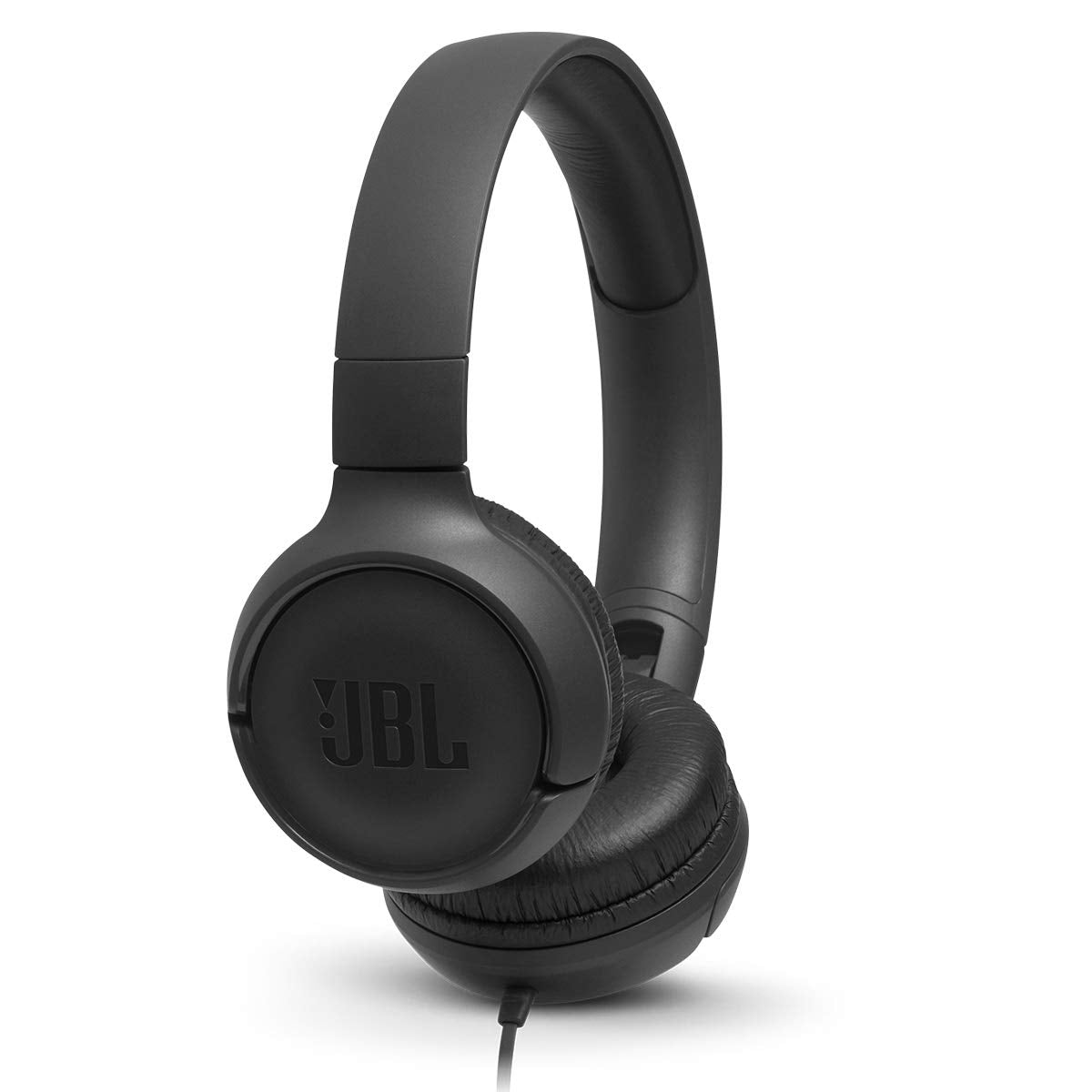 JBL Tune 500 - Wired on-ear headphones, Pure Bass Sound, 1-button remote/mic, Tangle-free flat cable, Lightweight and foldable design, Ask Siri or Google Now (Black)