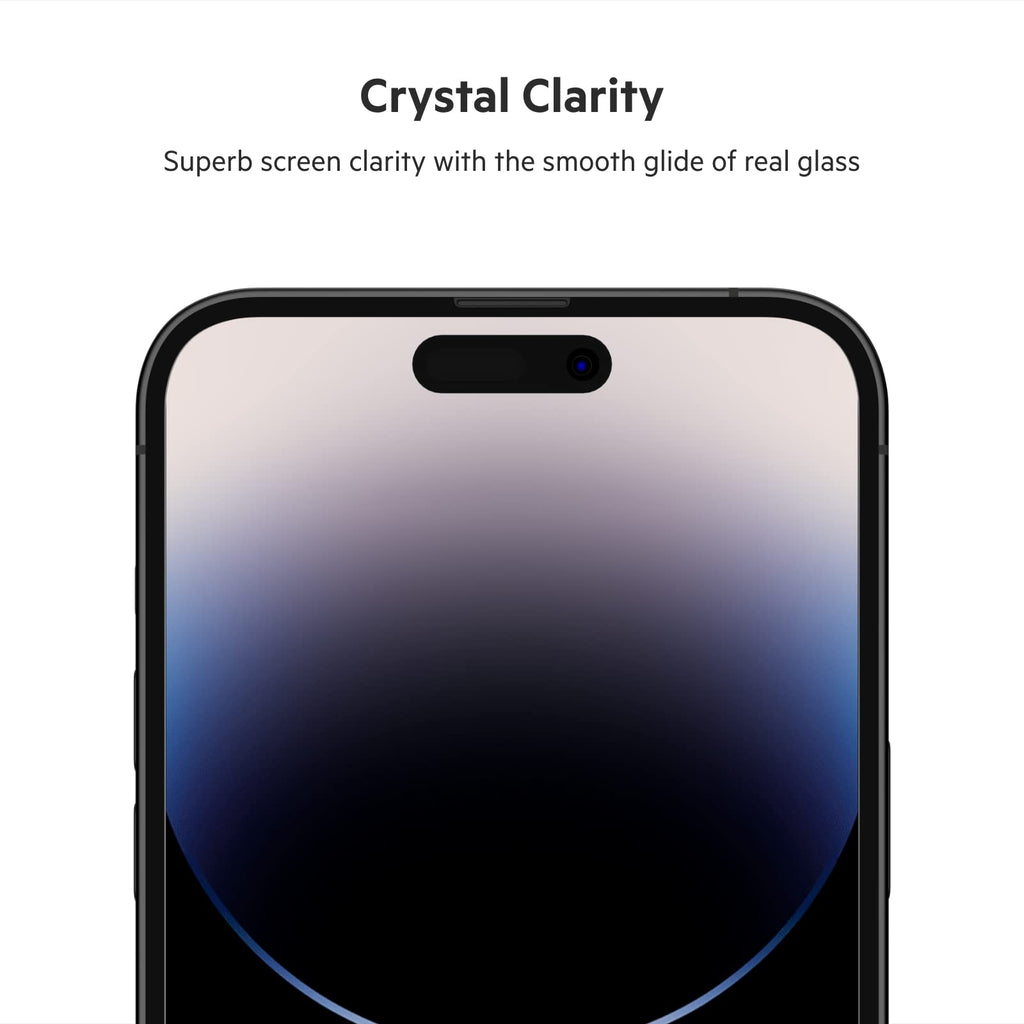 Belkin TemperedGlass iPhone 14 Pro Max Screen Protector, AntiMicrobial-Treated, Easy Bubble Free Application with Included Installation Guide Tray, 9H Hardness Tested
