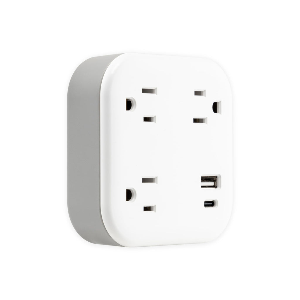 GE UltraPro 3-Outlet Surge Protector Wall Tap, 980J, USB-C & USB-A Ports, Adapter-Spaced Outlets, Circuit Breaker, ETL Certified, Low-Profile Design, White, 85875
