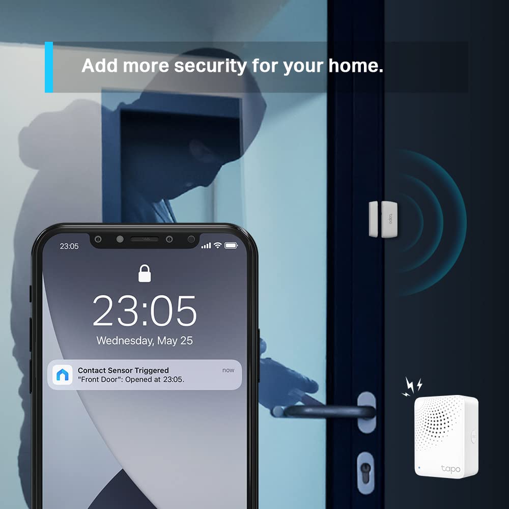 TP-Link Tapo T110 Contact Sensor, White, Requires Tapo Hub, Long Battery Life, Real-Time Notification, Smart Action