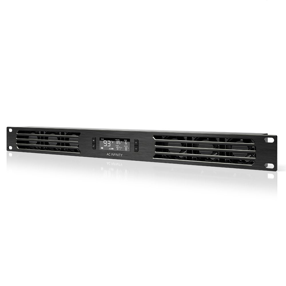 AC Infinity CLOUDPLATE T1-N, Rack Mount Fan Panel 1U, Intake Airflow, for cooling AV, Home Theater, Network 48cm Racks, 19-Inch