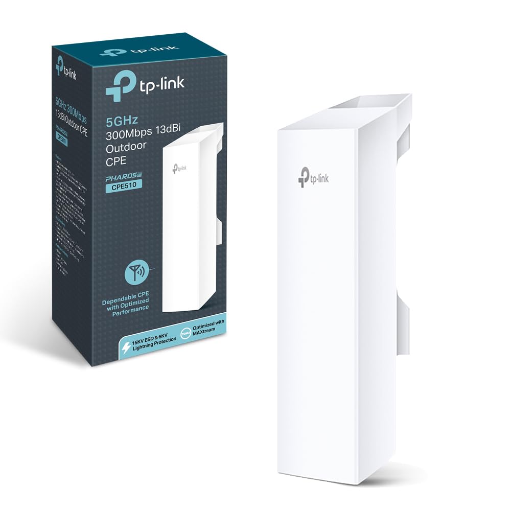 TP-Link CPE510 High Power Outdoor CPE/Access Point, 5GHz 300Mbps, 802.11n/A, Dual-Polarized 13dBi Directional Antenna, Passive POE