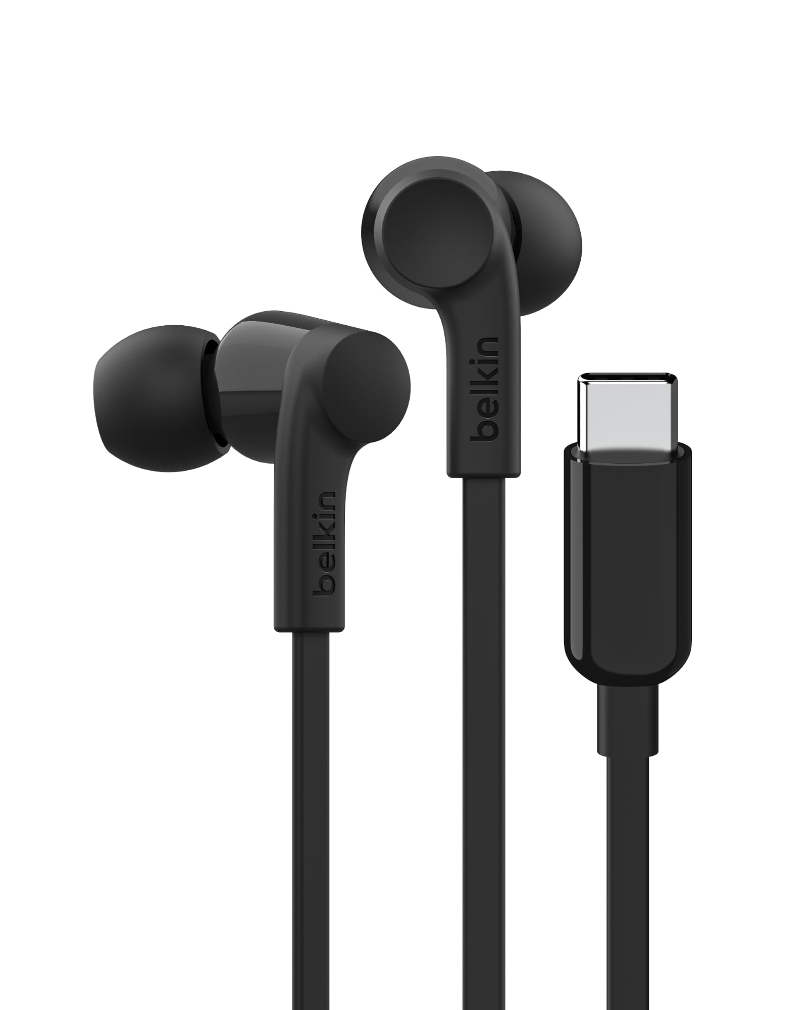 Belkin SoundForm Wired Earbuds with USB-C Connector, Black - In-Ear Earphones with Microphone - Headphones for iPhone 16, iPad Mini, Galaxy S24, Android, and More with USB-C Connector