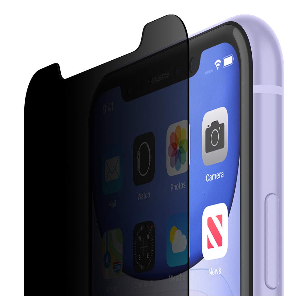 Belkin SCREENFORCE Tempered Glass Privacy Screen Protector for iPhone 11, iPhone XR, Model Number: OVA006zz