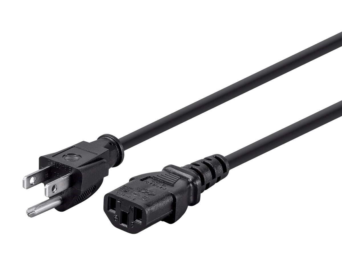 Monoprice 20ft 18AWG Power Cord Cable w/ 3 Conductor PC Power Connector Socket, 10A (NEMA 5-15P to IEC-320-C13)
