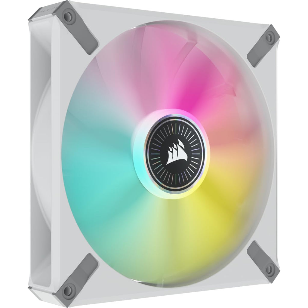 Corsair iCUE ML140 RGB ELITE, 140mm PWM RGB Fan (Corsair AirGuide Technology, Magnetic Levitation Bearing, Up to 1,600 RPM, Low Noise, iCUE Lighting Node CORE Included) Dual Pack - White (CO-9050119-WW)