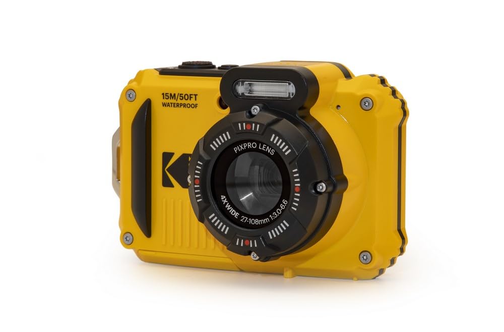 KODAK Pixpro WPZ2 - 16M Pixel Compact Digital Camera, Waterproof to 15m, Shockproof, 720p Video, 2.7" LCD Screen - Li-ion Battery, Yellow