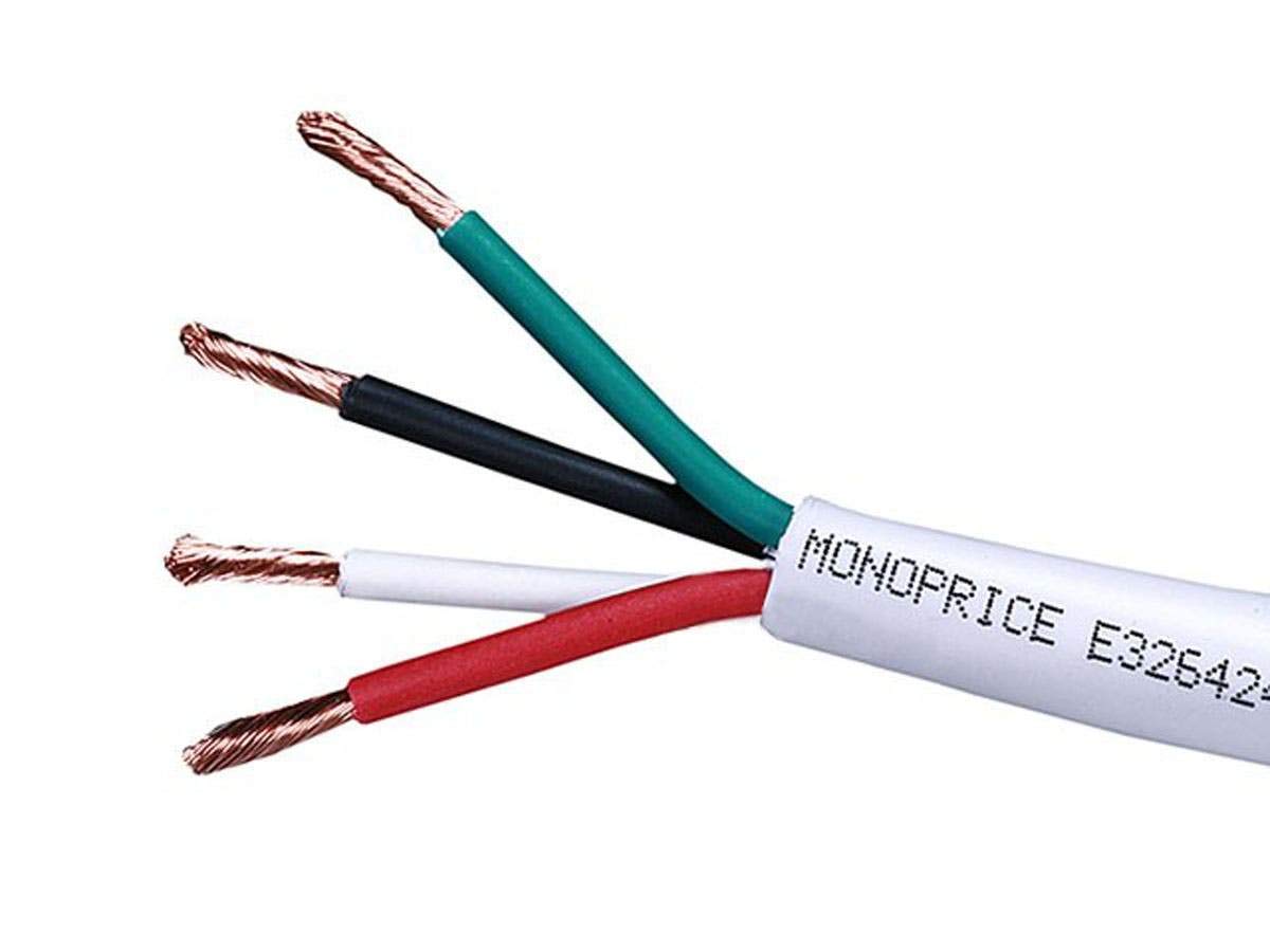 Monoprice Access Series 18 Gauge AWG CL3 Rated 2 Conductor Speaker Wire/Cable - 1000ft Fire Safety in Wall Rated, Jacketed in White PVC Material 99.9% Oxygen-Free Pure Bare Copper
