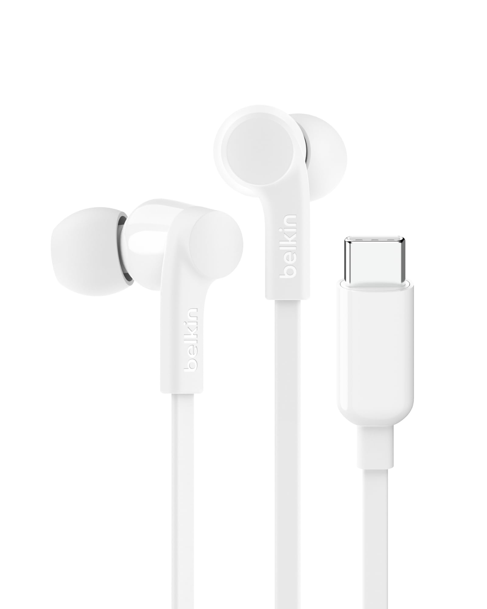 Belkin SoundForm Wired Earbuds with USB-C Connector, in-Ear Earphones w/Microphone - USB-C Headphones for iPhone 17, iPhone 16, iPad mini, Galaxy S25, Google Pixel 9, Android, and More - White