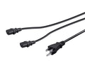 Monoprice Power Cord Splitter - NEMA 5-15P to 2X IEC 60320 C13 16AWG 13A/1625W SJT Black 3ft