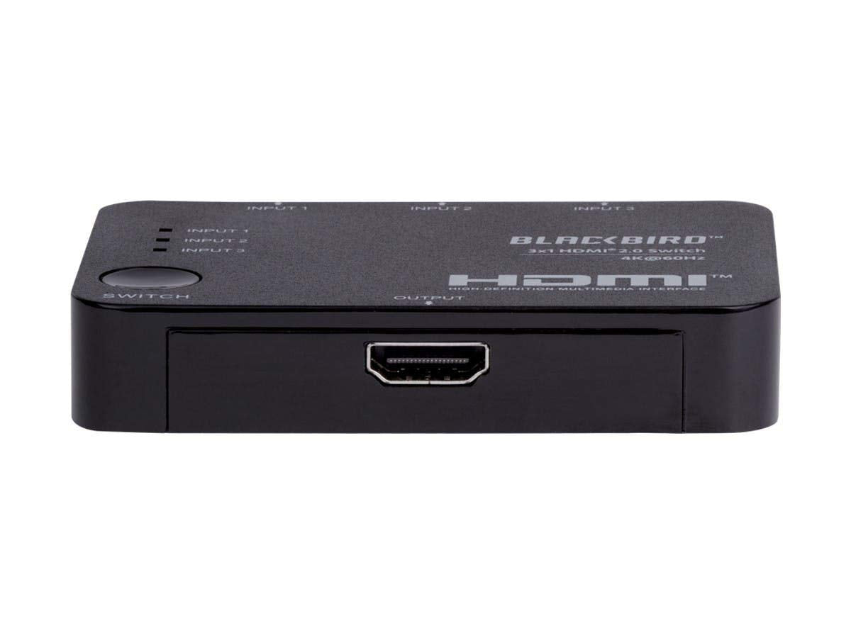 Monoprice Blackbird 4K 3x1 HDMI 2.0 Slim Switch - Black |4k @ 60Hz, HDCP 2.2 Compliant, HDR, Dolby TrueHD Support and IR Remote Control