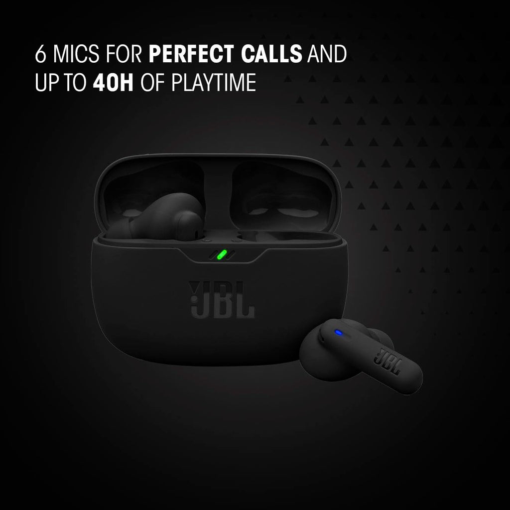 JBL Vibe Beam 2 - True Wireless NC Earphones with Pure Bass, Smart Ambient Tech, 4 Microphones for Clear Calls, Up to 40 Hours Playback, IP54 Dust/Waterproof (Black)