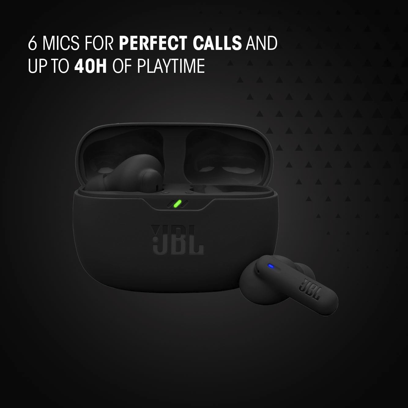 JBL Vibe Beam 2 - True Wireless NC Earphones with Pure Bass, Smart Ambient Tech, 4 Microphones for Clear Calls, Up to 40 Hours Playback, IP54 Dust/Waterproof (Black)