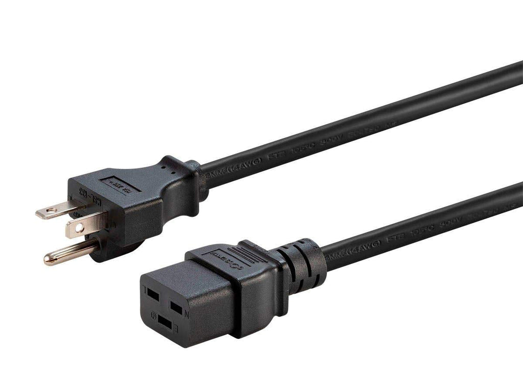 Monoprice Heavy Duty Power Cord - NEMA 6-20P to IEC 60320 C19, 12AWG, 20A/2500W, SJT, 125V, Black, 6ft