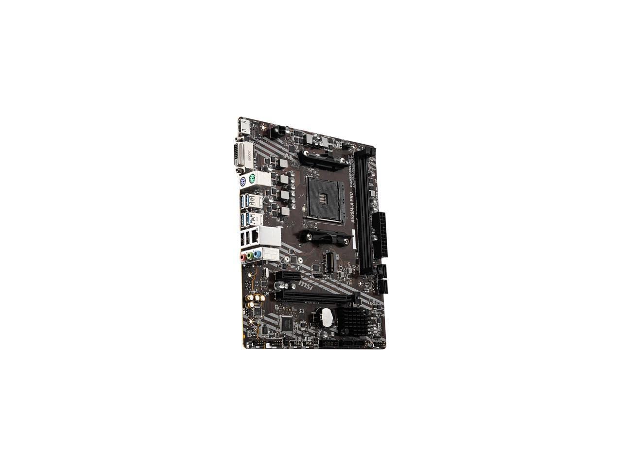 MSI A520M-A PRO Gaming Motherboard (AMD Ryzen 5000, AM4, DDR4, PCIe 3.0, SATA 6Gb/s, M.2, USB 3.2 Gen 1, DVI/HDMI, Micro-ATX)