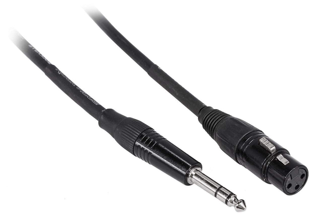 Rockville RCXFB10B 10' Female XLR to 1/4'' TRS Cable Black, 100% Copper