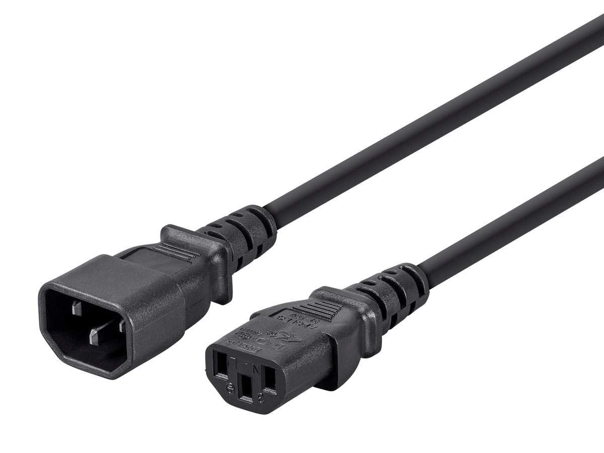Monoprice 3ft 18AWG Power Extension Cord Cable w/ 3 Conductor PC/Mon, 13A (IEC-320-C14 to IEC-320-C13)