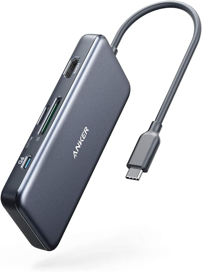 Anker USB C Hub, 7-in-1 USB C Adapter, with 4K USB C to HDMI, 100W Power Delivery, USB C Data Port, microSD/SD Card Reader, 2 USB 3.0 Ports, for MacBook Pro 2017/2018, Chromebook, XPS, and More