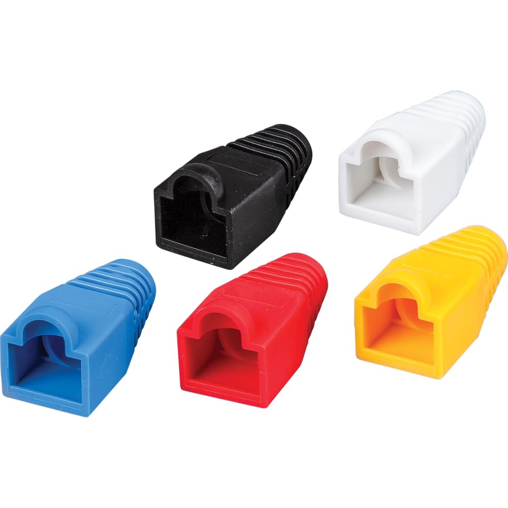 Klein Tools VDV824-650 CAT6 /CAT5e Data Ethernet Network RJ45 Terminated Strain Relief Boots, Latch Protection, Color Coded 100-Pack,White