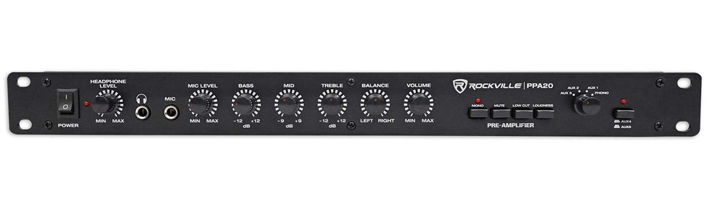 Rockville PPA20 Preamp Professional 1U Rack Mount Pre-Amplifier w/Crossover+EQ