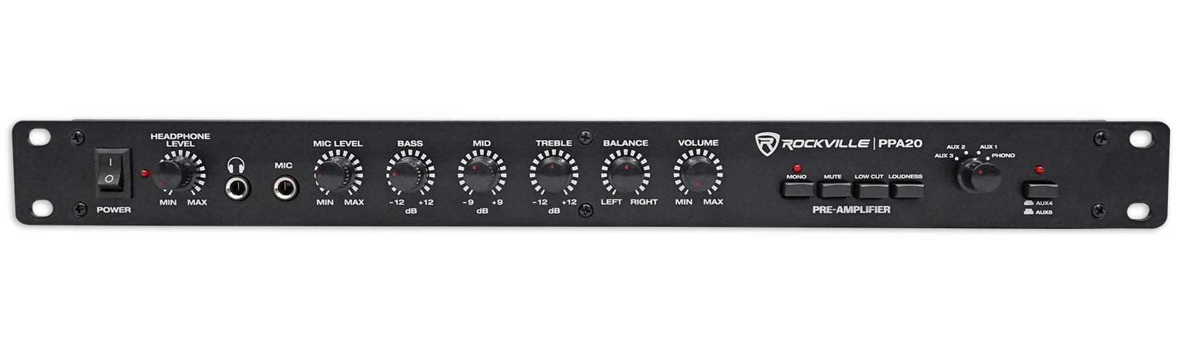 Rockville PPA20 Preamp Professional 1U Rack Mount Pre-Amplifier w/Crossover+EQ