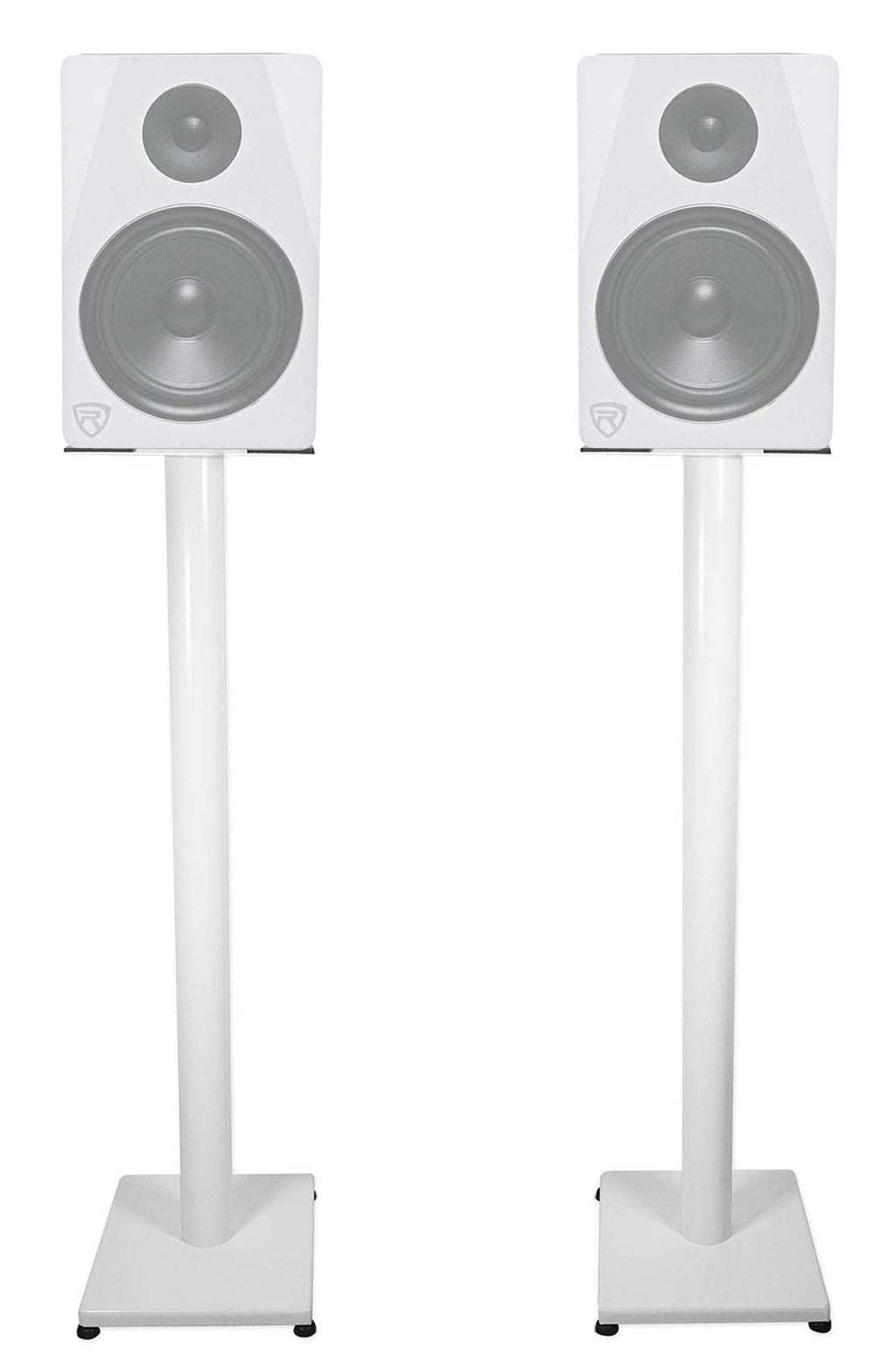 Rockville Pair RS37W V2 37" Steel Bookshelf Speaker/Studio Monitor Stands, 60 lbs Capacity, Cable Management, Anti-Vibration Pads, Adjustable Feet, for Home Audio and Studio Monitoring