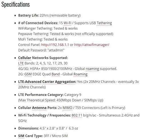 NETGEAR Unite Explore AC815S | Mobile WiFi Hotspot Cat.9 4G LTE | Up to 450Mbps Download Speed | Connect Up to 15 Devices | 18 Hours of Use Per Charge | 2 MIMO TS-9 Antenna connectors | GSM Unlocked