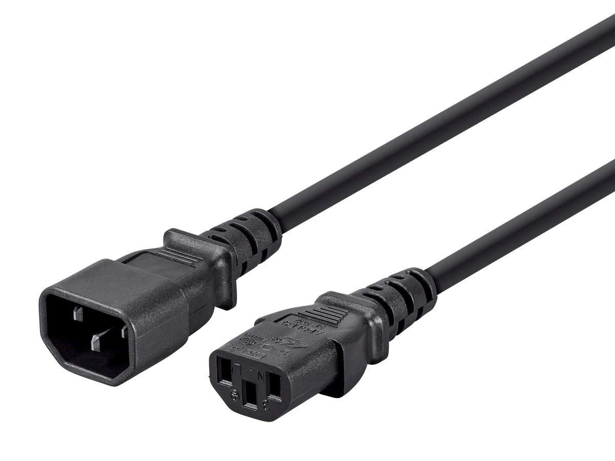 Monoprice 10ft 14AWG Power Extension Cord W/ 3 Conductor PC/Mon, 15A (IEC-320-C14 to IEC-320-C13)