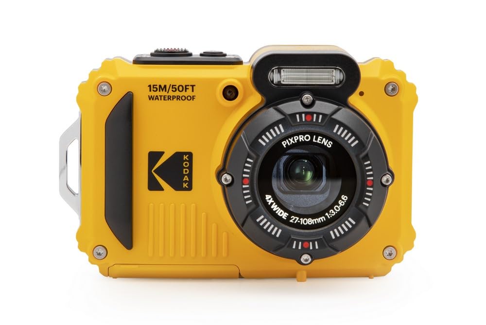 KODAK Pixpro WPZ2 - 16M Pixel Compact Digital Camera, Waterproof to 15m, Shockproof, 720p Video, 2.7" LCD Screen - Li-ion Battery, Yellow
