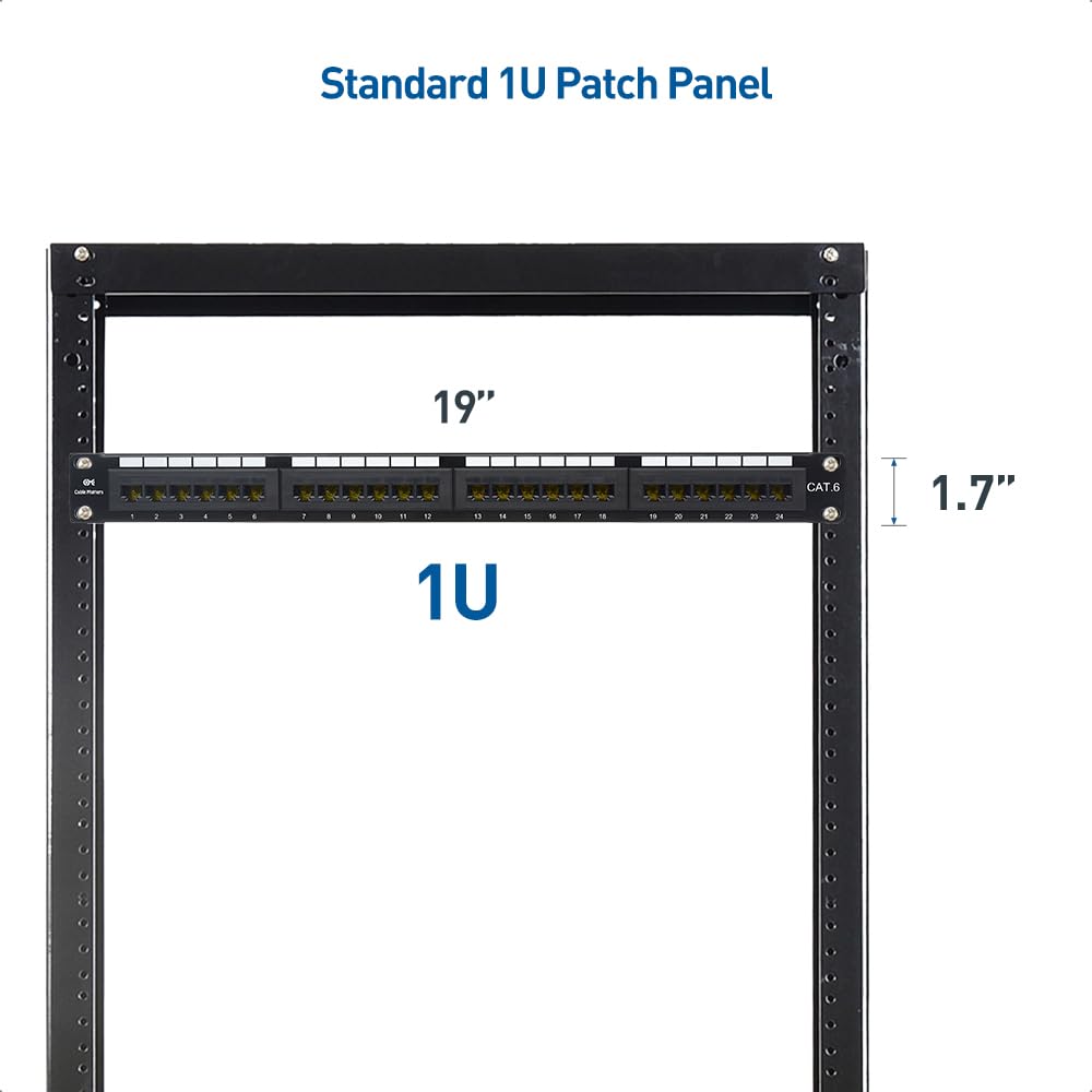Cable Matters Rackmount or Wall Mount 1U 24-Port Cat 6 Network Patch Panel with Support Bar